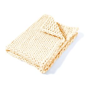 Chunky Knitted (Cream) Throw Blanket