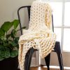 Chunky Knitted (Cream) Throw Blanket