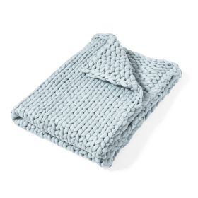 Chunky Knitted (Blue) Throw Blanket