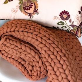 Chunky Knitted (Rust) Throw Blanket