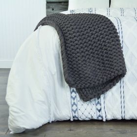 Chunky Knitted (Charcoal) Throw Blanket