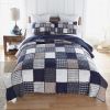 Checkerboard Indigo 3PC Queen Quilt Set