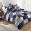 Checkerboard Indigo 3PC Queen Quilt Set
