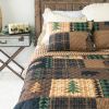 Brown Bear Cabin 3pc Queen Quilt Set