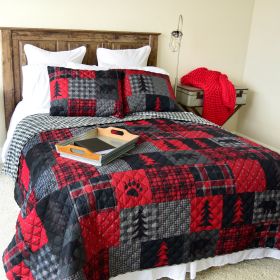 Red Forest 3pc King Quilt Set