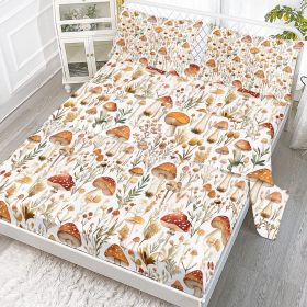 4pcs cute mushroom flat sheet Red Mushroom fitted sheet set(include 2 pillowcases) The world of plants