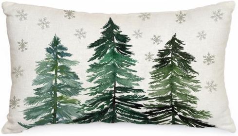 Christmas Pillow Cover 12X20 Inch Christmas Trees Snowflake Decorations Winter Pillow Case Decor for Home Sofa