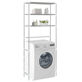 3-Tier Storage Rack over Laundry Machine Silver 27.2"x11"x66.5