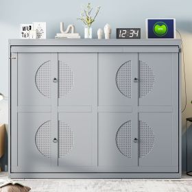 Queen Size Murphy Bed Wall Bed (Color: gray)