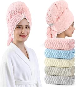 Blue Microfiber Hair Towels - Extra Large Hair Towel Wrap for Women, 24x42 inch Hair Towels with Elastic Strap, Super Soft Hair Drying Towels for (Color: Pink+blue+gray+ivory+beige)