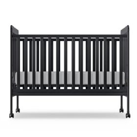4-in-1 Convertible Baby Crib, Wood Full Size Toddler Bed with Locking Wheels, Non-Toxic Finish (Color: BLACK)