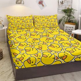 3pcs yellow duck bed sheet set for children, cute yellow duck gift for duck enthusiasts, including one bed sheet and two pillowcases for all seas (Color: yellow, size: Twin)