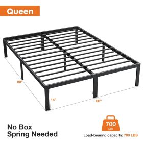 Heavy Duty Metal Bed Frame with Sturdy Steel Slat Support, No Box Spring Needed (size: Queen)