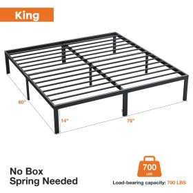 Heavy Duty Metal Bed Frame with Sturdy Steel Slat Support, No Box Spring Needed (size: King)