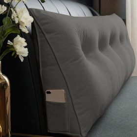 Triangle Reading Cushion with a button- 200*50*20cm (Color: gray)