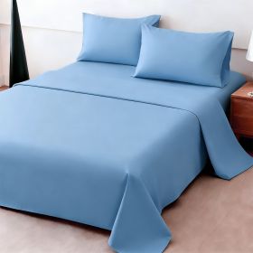4pcs ultra-soft 85g sheet and pillowcase set, soft solid color, machine washable, suitable for all seasons, Christmas comfortable bedding set (Color: Sky Blue, size: king(75.98''*79.92''))