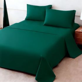 4pcs ultra-soft 85g sheet and pillowcase set, soft solid color, machine washable, suitable for all seasons, Christmas comfortable bedding set (Color: peacock blue, size: full(53.94''*74.8''))