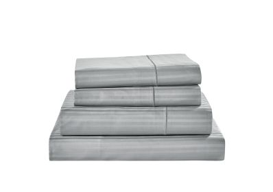 Kathy Ireland 500 Thread Count Damask Stripe Sheet Set (Color: Grey, size: Full)