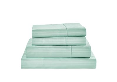 Kathy Ireland 500 Thread Count Damask Stripe Sheet Set (Color: Granite Green, size: Full)
