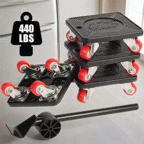 "The Last Furniture Mover You'll Need - 550Lb Capacity, 4-Piece Kit with Swivel Wheels for Effortless Relocation" (Color: BLACK)